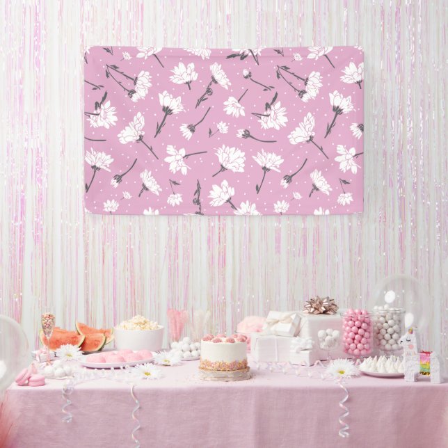 Banderoles Design Floral Rose - Art Fleur Élégant (Fête)