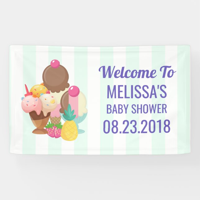 Banderoles Desserts de crème glacée Baby shower Bienvenue (Horizontal)