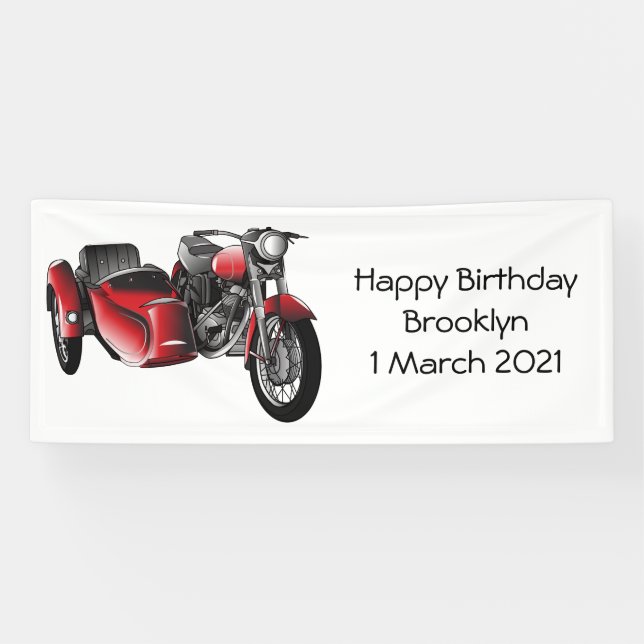 Banderoles dessin animé de la moto Sidecar (Horizontal)