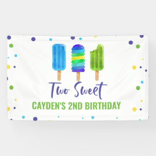 Banderoles Deux Cool 2e Anniversaire Glace Bleue Verte