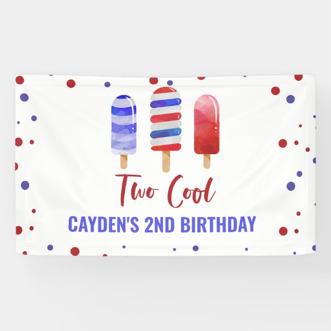 Banderoles Deux Cool 2e anniversaire Ice Pop 4 juillet (Horizontal)