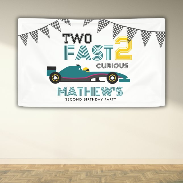 Banderoles Deux Fast 2 Curieux Race Car 2e fête d'anniversair (Créateur téléchargé)
