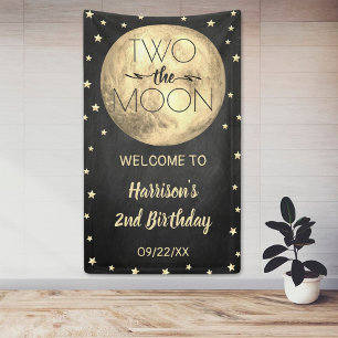 Banderoles Deux La Lune 2e fête d'anniversaire Bienvenue