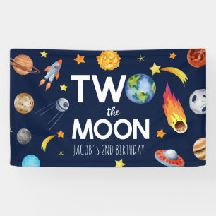Banderoles Deux La Lune Planète spatiale Anniversaire