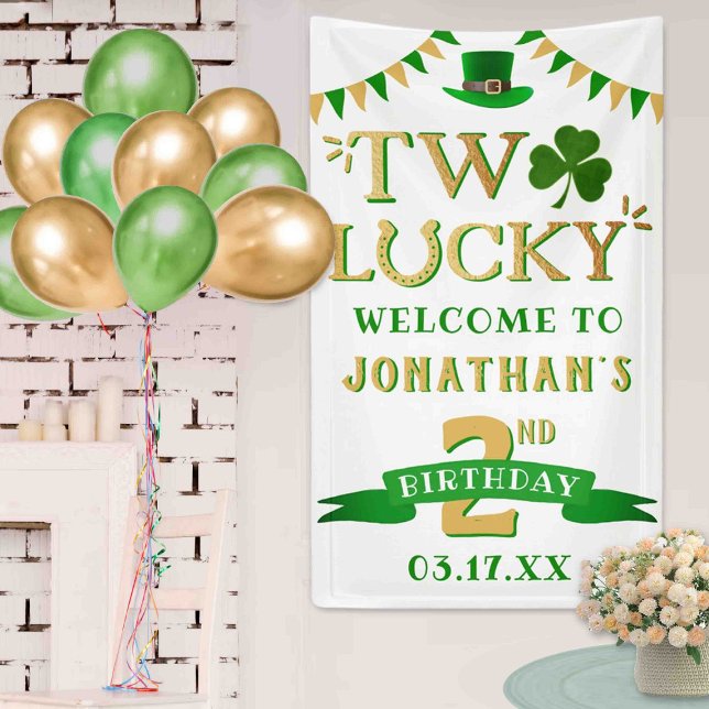 Banderoles Deux Lucky St. Patrick's Day 2e anniversaire Bienv (Créateur téléchargé)