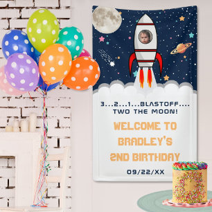 Banderoles Deux lune Rocket Ship 2e anniversaire Photo