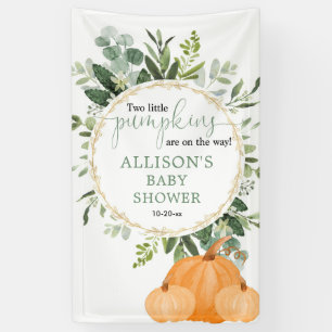 Banderoles Deux petits baby showers jumeaux citrouilles en to