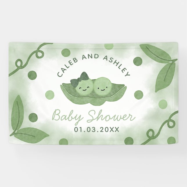 Banderoles Deux petits pois dans un Baby shower de pod jumeau (Horizontal)