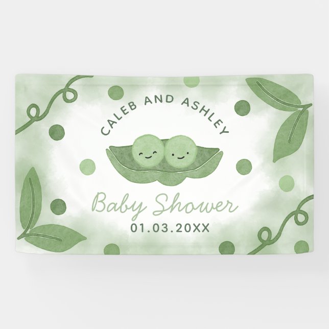 Banderoles Deux petits pois dans un Baby shower pour garçons  (Horizontal)