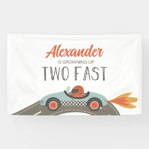 Banderoles Deux voitures de course BLUE rapide Anniversaire