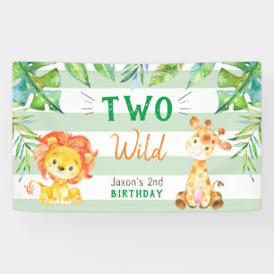 Banderoles Deux Wild Jungle Safari Boys Deuxième fête d'anniv