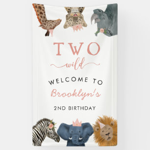 Banderoles Deux Wild Safari Theme Girl's 2nd Birthday