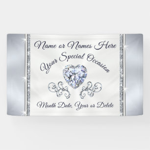 Banderoles Diamant magnifique de coeur personnalisé épousant