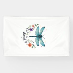 Banderoles Dieu est ma force Floral Libellule Christian T-Sh