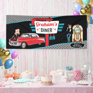 Banderoles Diner Retro Voiture 1950 Fête Sock Hop Ban