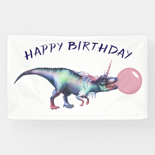 Banderoles Dinocorn Bubblegum Party Magique Unicorn Dinosaur (Horizontal)