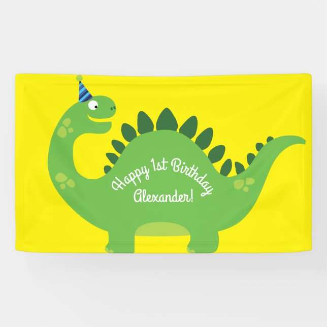Banderoles Dinosaur Cute 1er anniversaire de fête Décor banni (Horizontal)