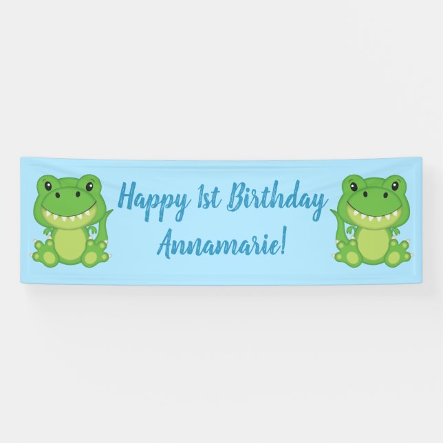 Banderoles Dinosaur fête d'anniversaire (Horizontal)