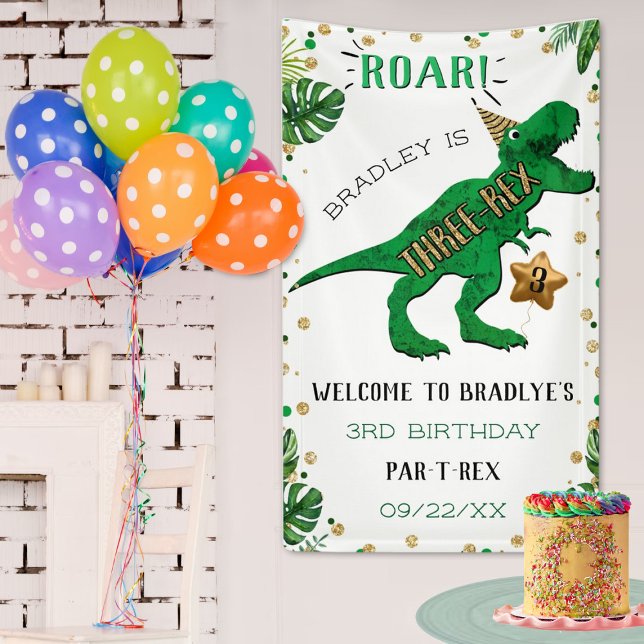 Banderoles Dinosaure 3rd Birthday Welcome (Créateur téléchargé)