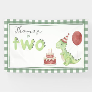 Banderoles Dinosaure aquarelle 2ème anniversaire de bienvenue