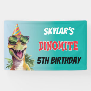 Banderoles Dinosaure Dinomite Personnalisé Monogramme 5e anni