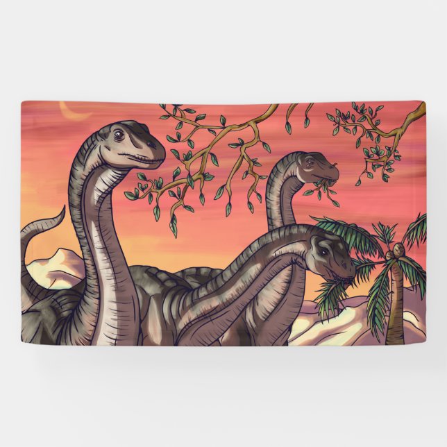 Banderoles Dinosaures au crépuscule (Horizontal)