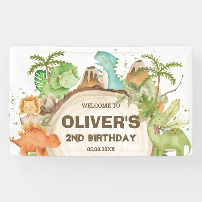 Banderoles Dinosaures mignons Baby shower d'anniversaire (Horizontal)
