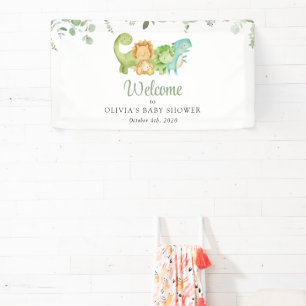 Banderoles Dinosaures mignons, Jurassique, Baby shower Bienve