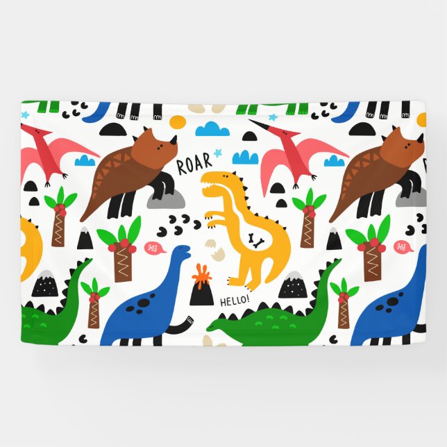 Banderoles Dinosaures motif transparent (Horizontal)
