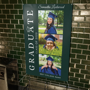 Banderoles Diplôme 2026 Photo de promo Vert et Blanc