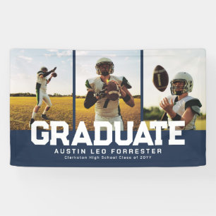 Banderoles Diplômé audacieux marine sportive trois diplômes p