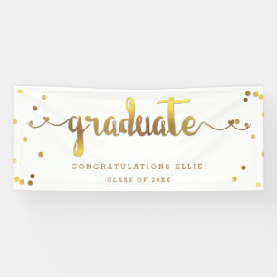 Banderoles Diplômé chic de confettis de feuille d'or de Fau