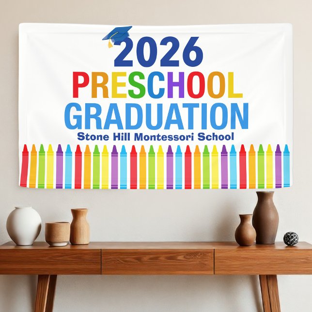 Banderoles Diplômé de maternelle 2026 École personnalisable (Créateur téléchargé)