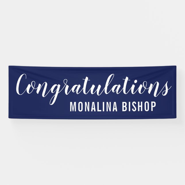 Banderoles Diplômé des félicitations | du bleu marine | (Horizontal)