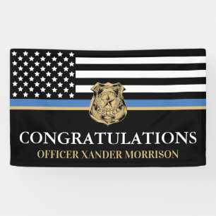 Banderoles Diplôme d'officier de police Ligne Bleue Mince