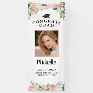 Banderoles Diplôme Floral Rose Gold Script Porte photo