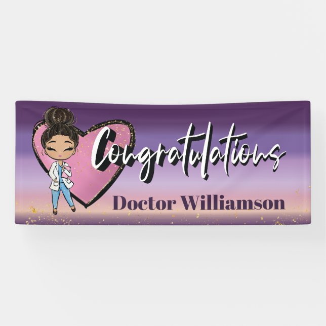 Banderoles Diplômé Médecin Félicitations Docteur (Horizontal)