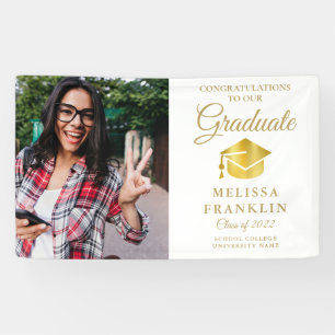 Banderoles Diplômé Photo Elégant Gold Graduation