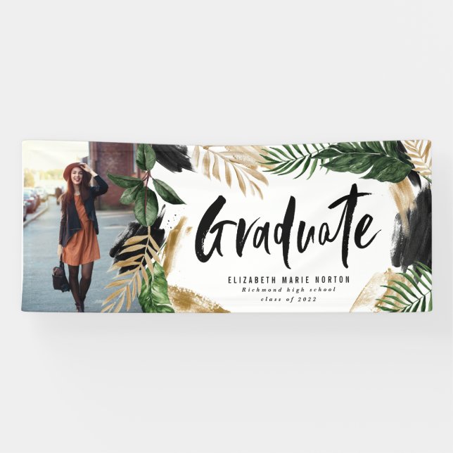 Banderoles Diplôme photo tropicale script moderne (Horizontal)