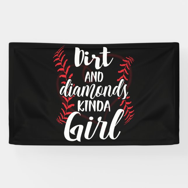 Banderoles Dirt et Diamonds Kinda Girl Softball Baseball (Horizontal)