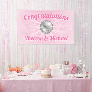 Banderoles Disco Ball Baby shower fille rose Super