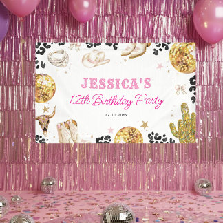 Banderoles Disco Cowgirl Nashville Rodeo Pink Birthday Party