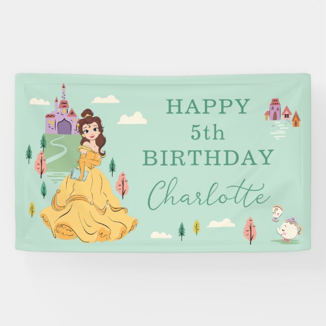 Banderoles Disney Princess Belle l Girls Anniversaire (Horizontal)
