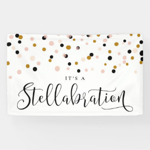 Banderoles Dots Confetti modernes en bleu et or Stellabration