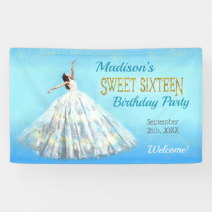 Banderoles Douce 16 Anniversaire Robe d'aquarelle Royal Blue 