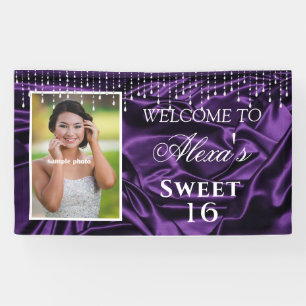 Banderoles Douce 16 Graduation Purple Satin Diamant cordes