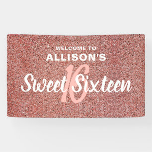 Banderoles Douce 16 Rose Rose Gold Parties scintillant Nom de
