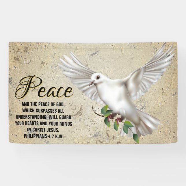 Banderoles Dove de la paix Écriture personnalisée Verse Churc (Horizontal)