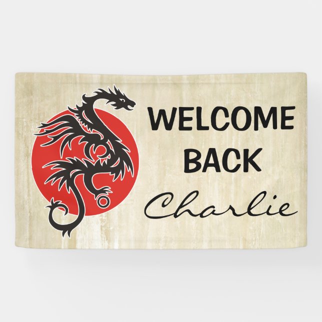 Banderoles Dragon Sun - blanc rouge noir + vos idées (Horizontal)