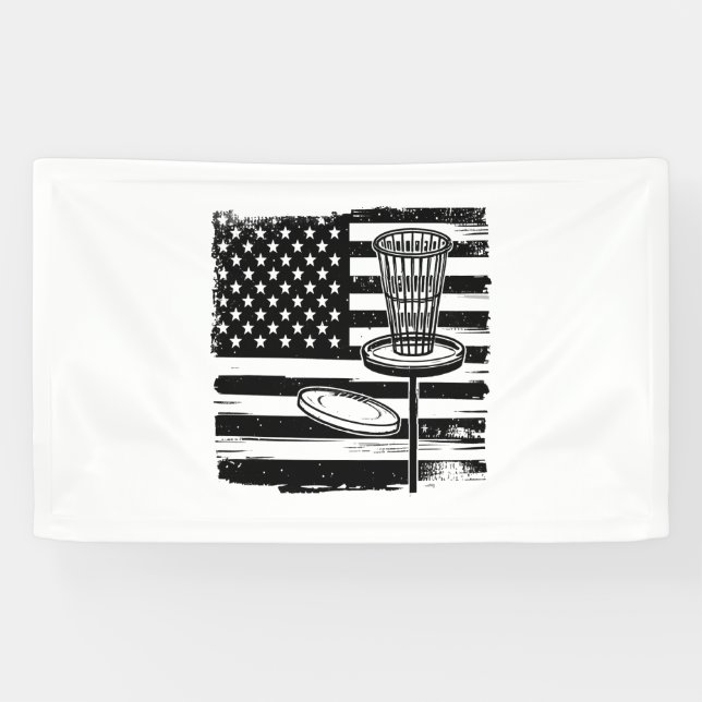 Banderoles Drapeau américain de Disk Golf (Horizontal)